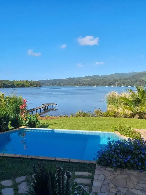 Pool and dock at Te Mana Lodge